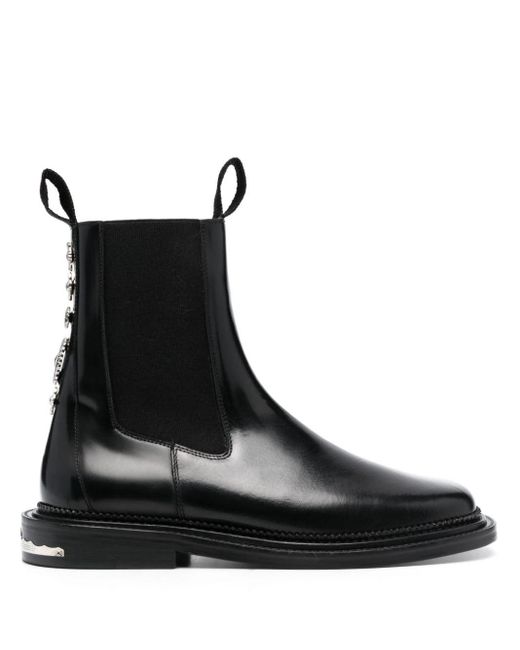 Toga Virilis Black Stud-embellished Leather Ankle Boots for men
