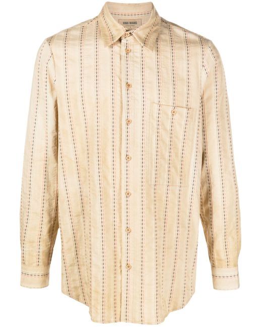 Uma Wang Natural Tab Striped Cotton Shirt for men