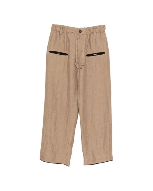 Ziggy Chen Natural Drawstring-Waist Trousers for men