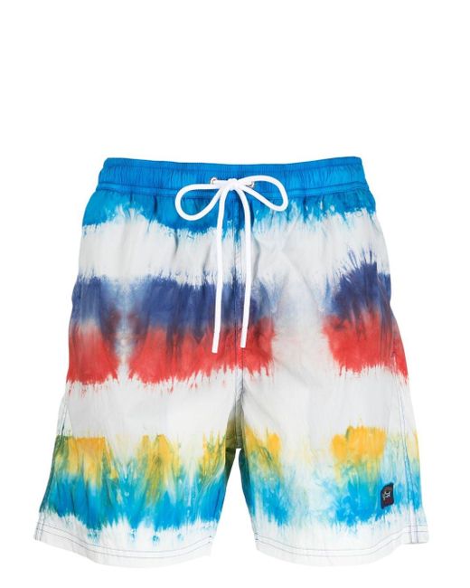 Paul & Shark Blue Tie-dye Print Swim Shorts for men