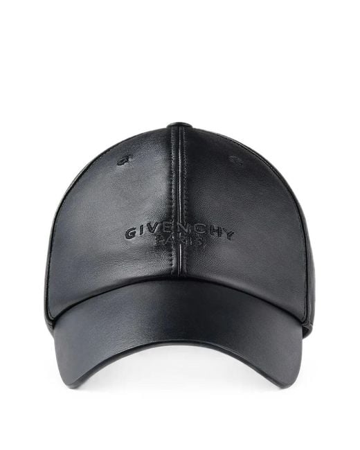 Givenchy Black Embroidered Leather Cap for men
