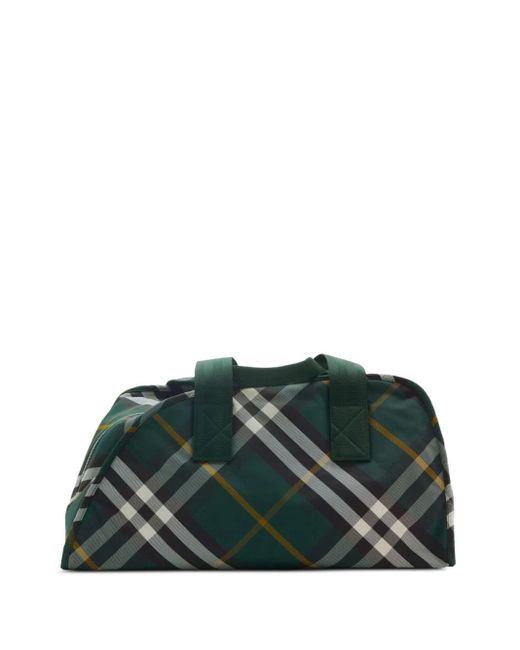 Burberry Green Medium Shield Check-pattern Duffle Bag for men