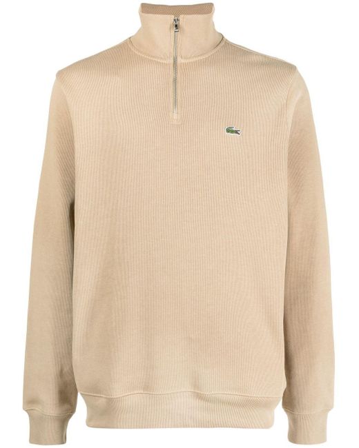 Lacoste Natural Embroidered-logo Half-zip Sweater for men