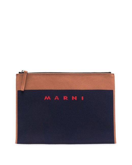 Marni Blue Logo Print Clutch Bag for men