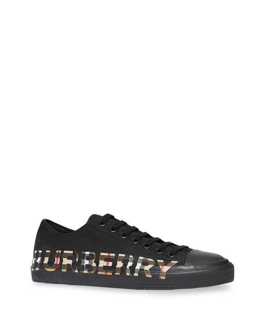 Burberry Cotton Contrast Logo Print Sneakers in Black/Beige (Black) for Men  - Save 38% | Lyst