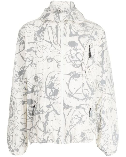 McQ Alexander McQueen White Painterly-Print Lightweight Jacket for men
