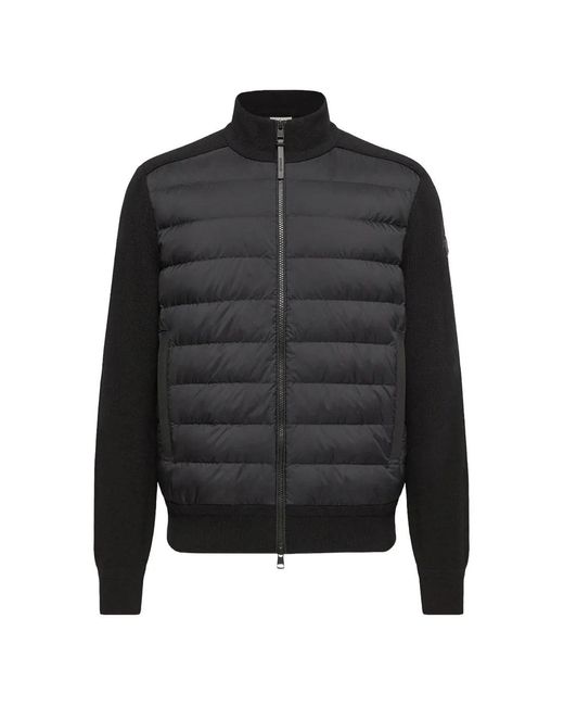 Moncler Black Wool & Cashmere Blend Padded Zip-Up Cardigan for men