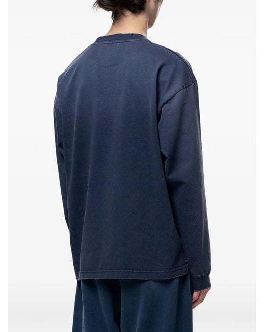 Maison Mihara Yasuhiro Blue Sun Faded Like Distressed Long Sleeve T-Shirt for men