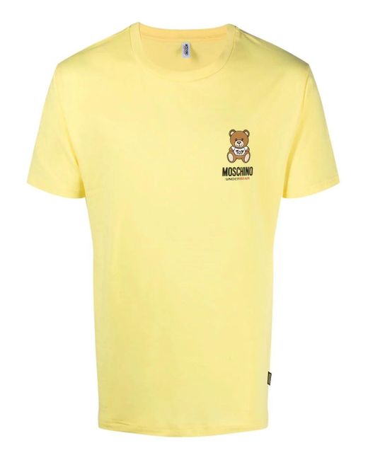 Moschino Yellow Underwear Logo Print T-shirt for men