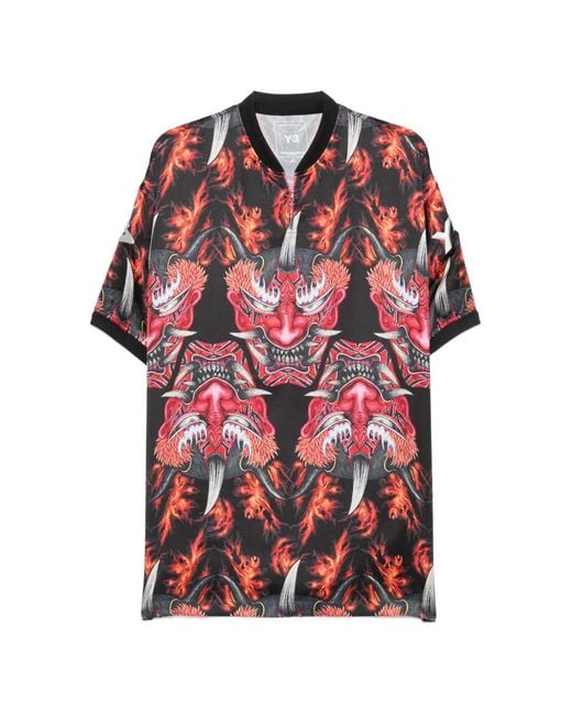 Y-3 Red Satin Graphic T-Shirt for men