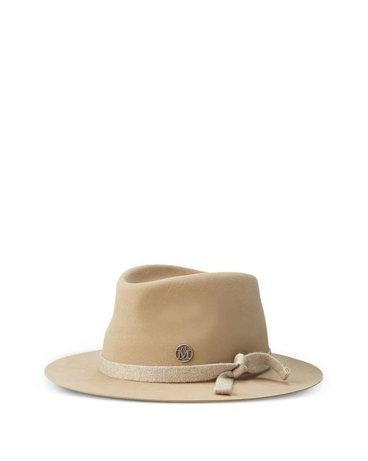 Maison Michel Natural André Ribbon-Detailed Fedora Hat