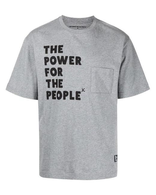 The Power for the People Gray Logo Print Short-sleeve T-shirt for men