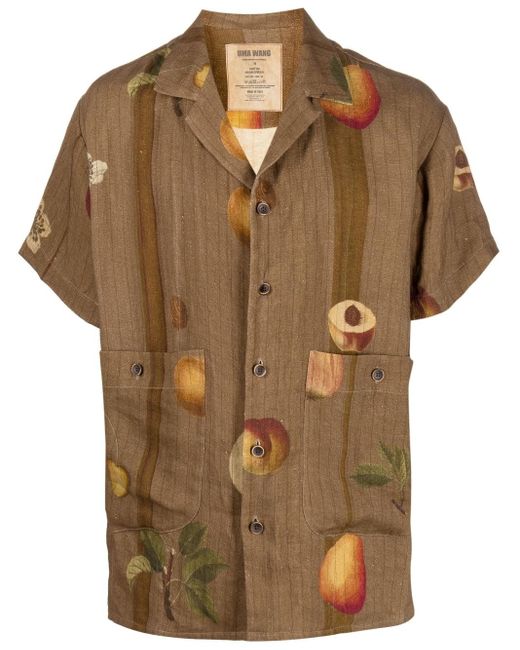 Uma Wang Brown Nature-print Short-sleeve Shirt for men
