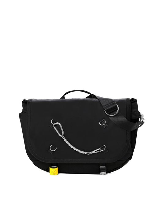 Porter-Yoshida and Co Black Chain-Detail Messenger Bag for men