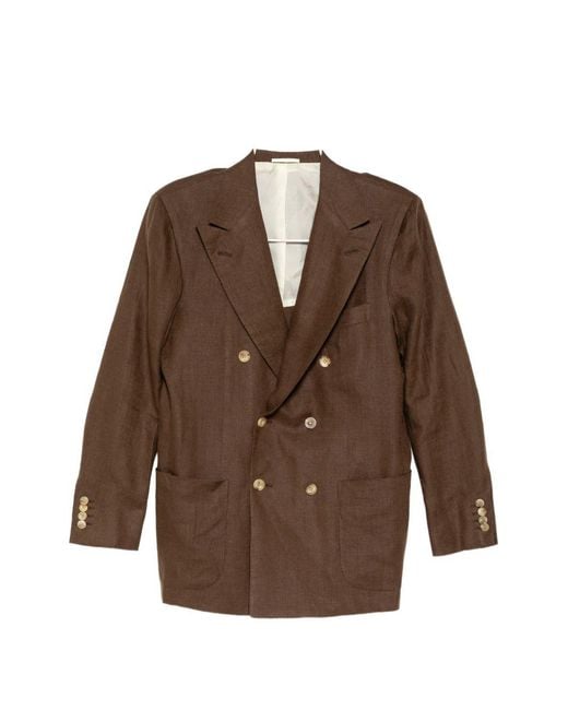 Kiton Brown Central-Vent Jacket for men