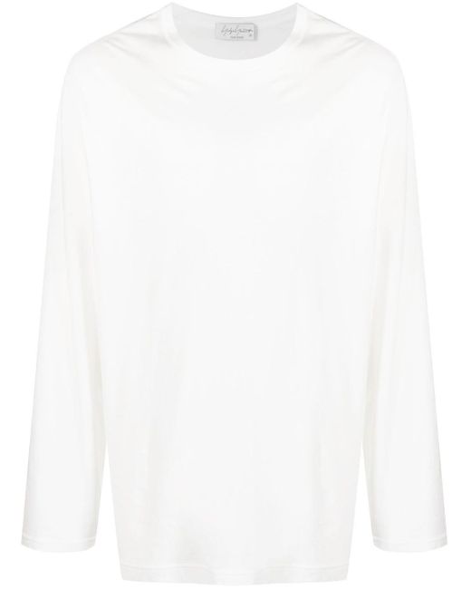 Yohji Yamamoto White Long-sleeved Cotton T-shirt for men