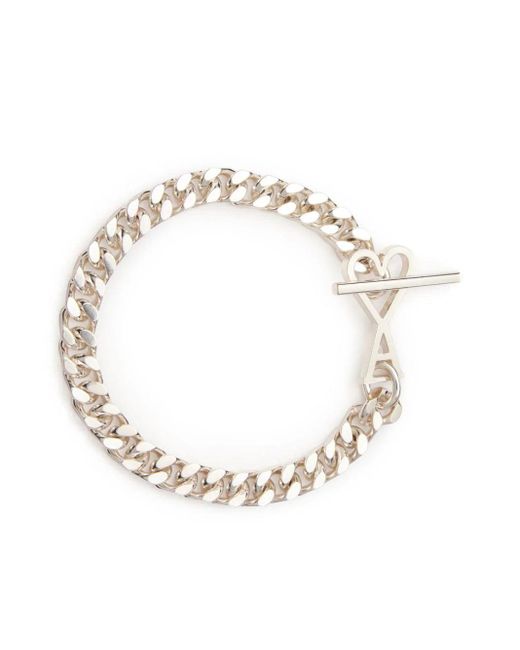 AMI Metallic Ami De Coeur Curb-chain Bracelet for men