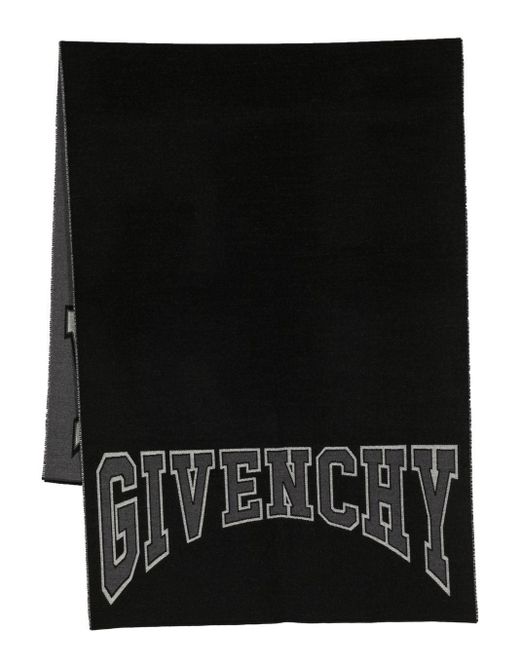 Givenchy Black Intarsia-knit Logo Scarf for men