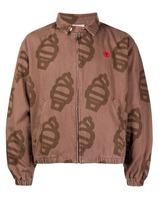 ICECREAM Brown Logo-print Zip-up Jacket for men