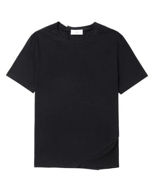 Post Archive Faction PAF Black Round-Neck Cotton T-Shirt for men