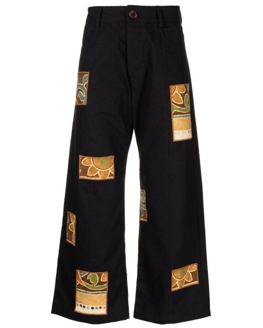 BETHANY WILLIAMS Black Patch-detail Cropped Trousers for men