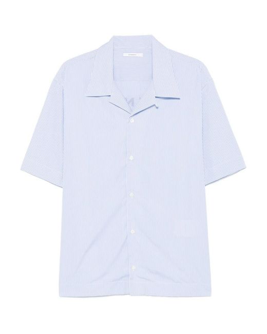 Givenchy Blue Cotton Pinstripe Bowling Shirt for men
