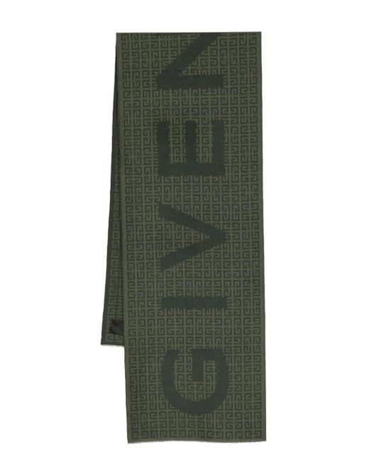 Givenchy Green 4g-monogram Print Wool-blend Scarf for men