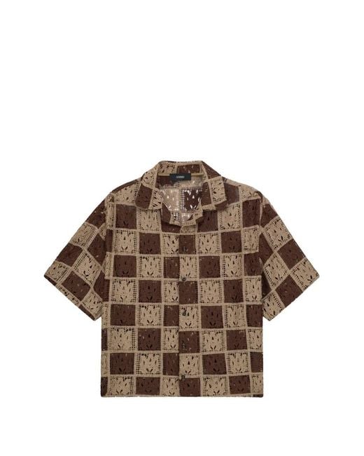 Amiri Brown Ma Quad Checkered Crochet Shirt for men