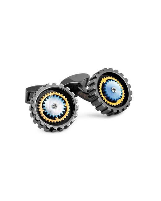 Tateossian Black Rotare Gear Cufflinks for men