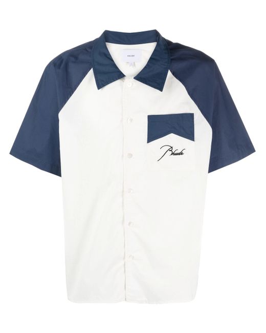 Rhude Blue Two-tone Cotton Shirt for men