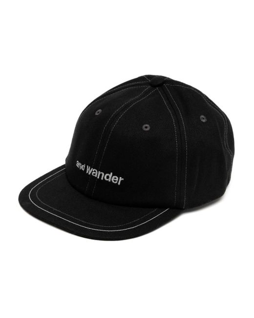 And Wander Black Logo-embroidered Cotton Cap for men