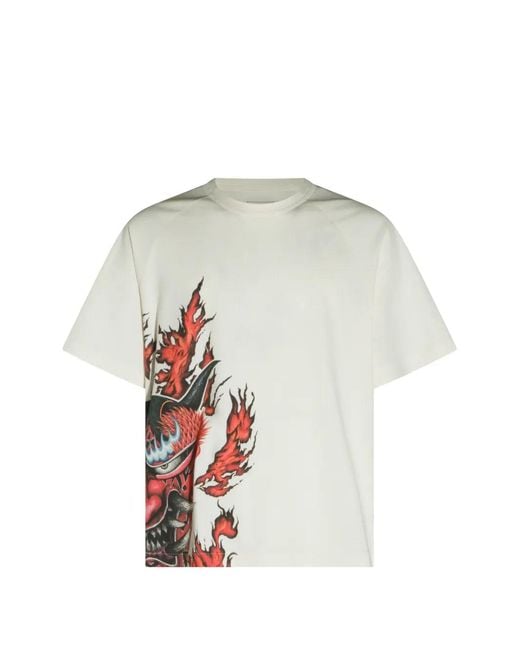 Y-3 White Graphic-Print T-Shirt for men