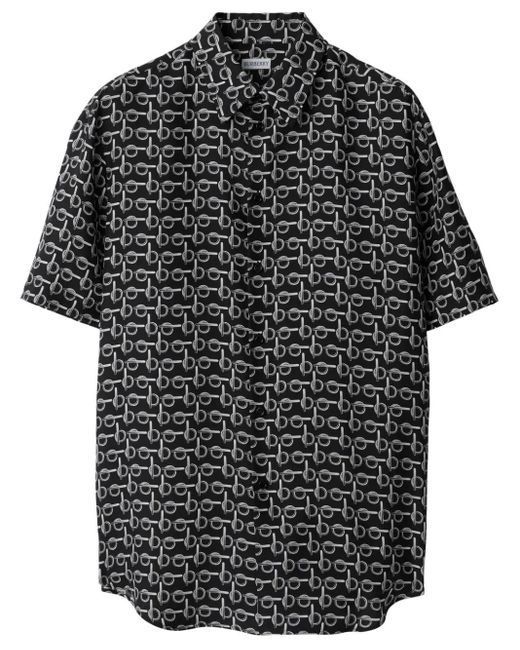 Burberry Black B Silk Shirt for men