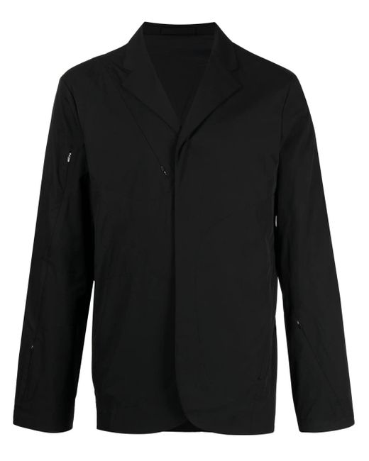 Post Archive Faction PAF Black Zip-detail Notched-collar Shirt Jacket for men