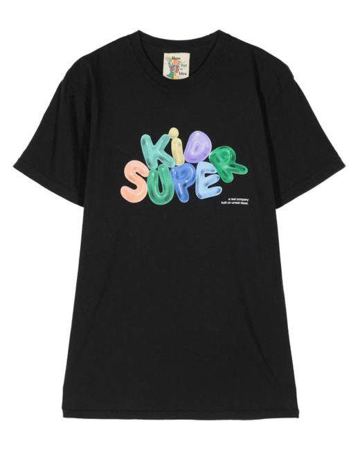 Kidsuper Black Bubble Logo-Print T-Shirt for men
