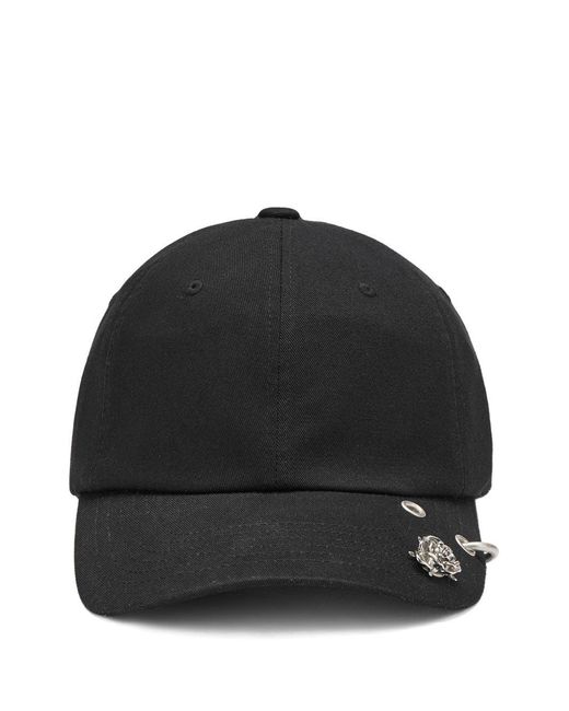 we11done Black Rose-Embellishment Baseball Cap for men
