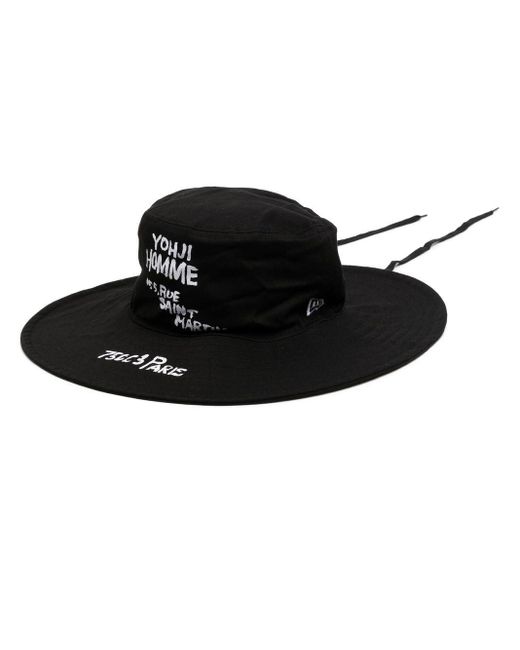 Yohji Yamamoto Black Logo-Print Cotton Hat for men