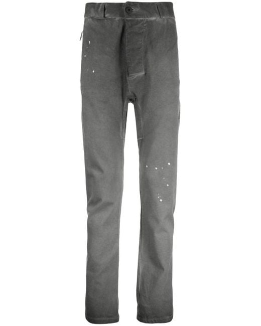 Boris Bidjan Saberi 11 Gray Washed Cotton Slim-cut Trousers for men
