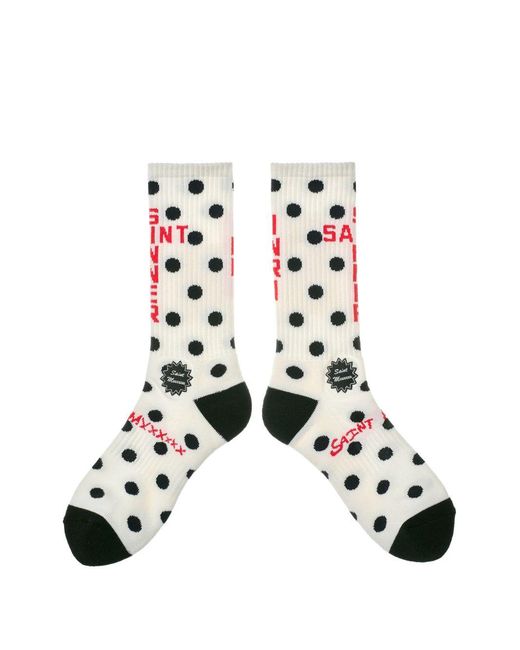 SAINT Mxxxxxx White Polka-Dot Socks for men