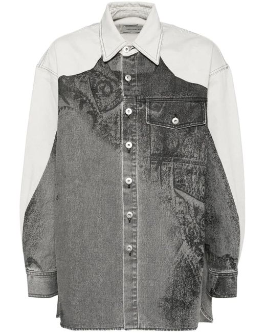 Feng Chen Wang Gray Printed Denim Jacket for men