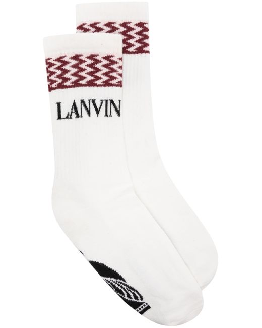 Lanvin White Curb Logo Socks for men
