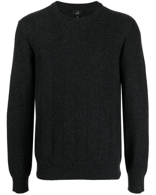 Dunhill Black Crew-Neck Wool Jumper for men