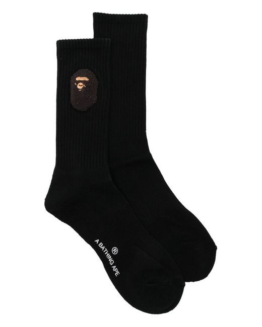 A Bathing Ape Black Ape-Head Socks for men