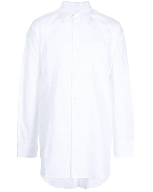 JORDANLUCA White Distressed-finished Poplin Shirt for men