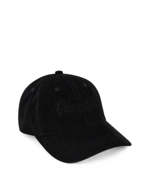 CAVENDISH® Black Logo-Embroidered Corduroy Baseball Cap for men