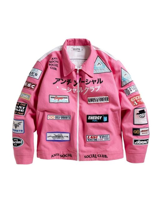 ANTI SOCIAL SOCIAL CLUB Pink Patched Up Racing Jacket for men