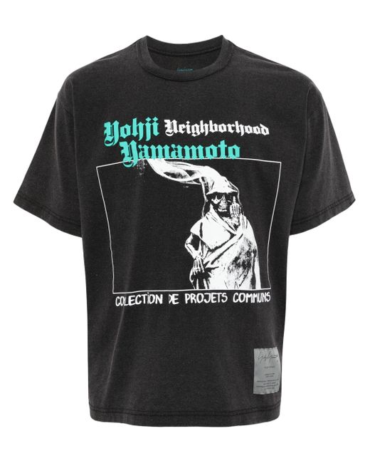 Yohji Yamamoto Black X Neighborhood Graphic-print Cotton T-shirt for men