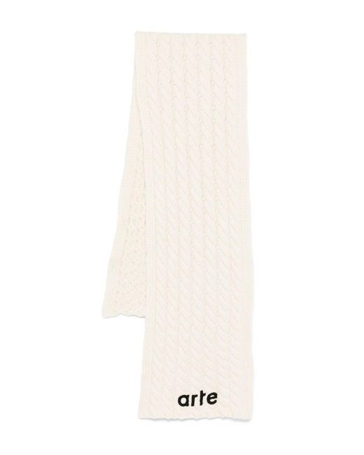 Arte' White Cable-Knit Scarf for men