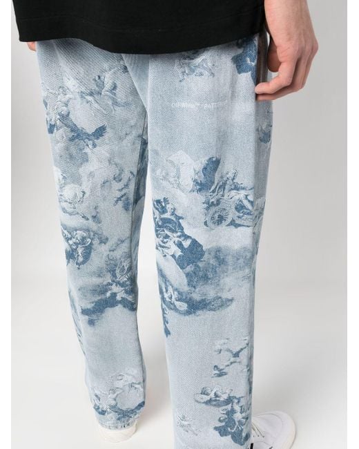 Off-White c/o Virgil Abloh Printed Denim Jeans in Blue for Men | Lyst