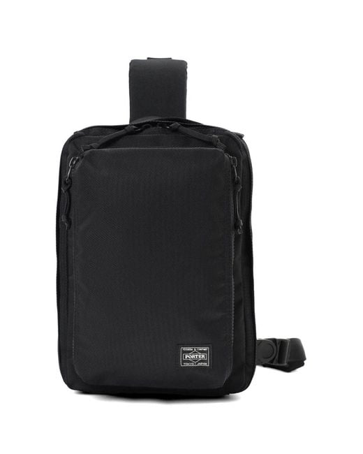 Porter-Yoshida and Co Black Unit Sling Zip Shoulder Bag for men
